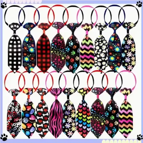 6 Black Floral Wholesale Dog Bow Ties - Custom OEM Adjustable Pet Ties