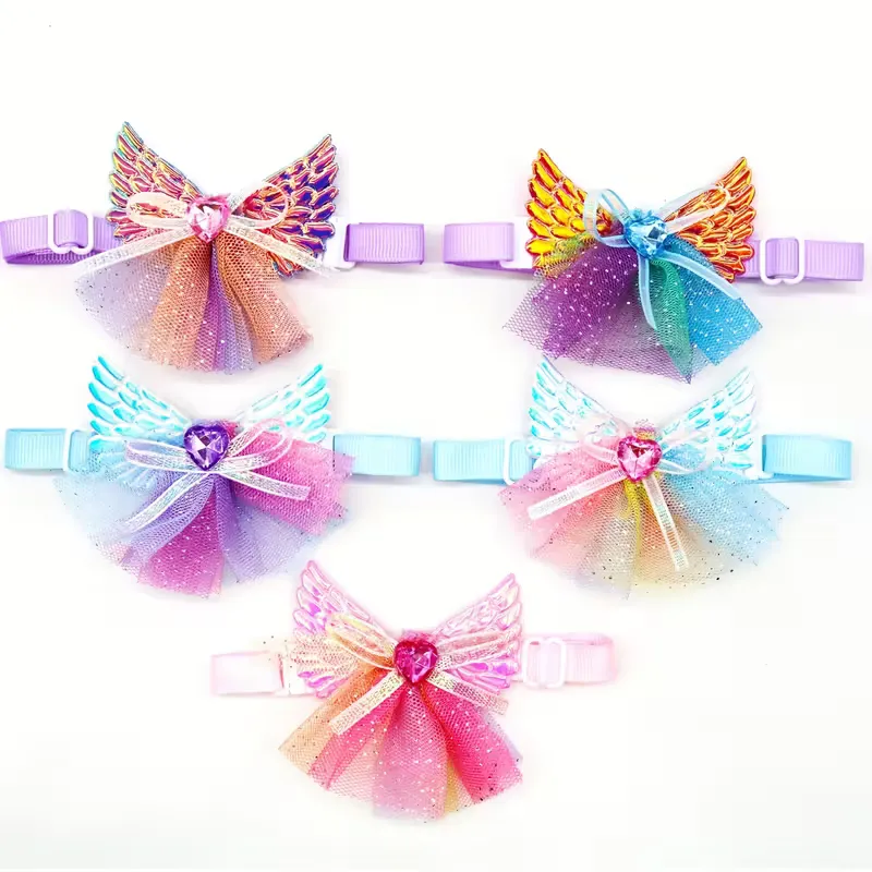 Custom 10-Pack Lace Diamond Dog Bow Ties - Assorted Colors, Wholesale Pet Accessories for Puppies & Cats - Image 5