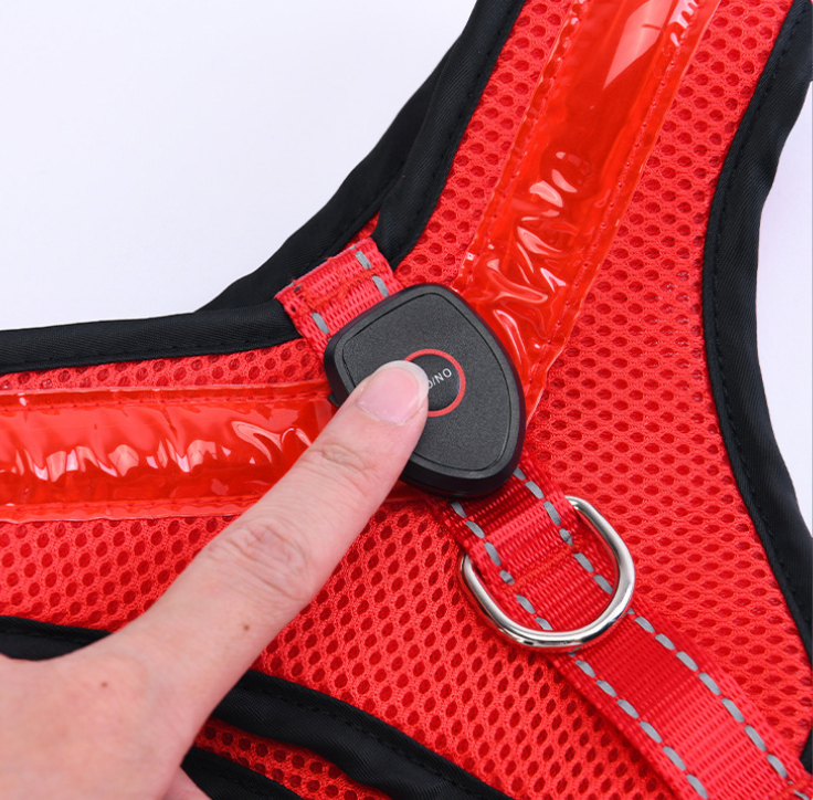 Custom lighted dog harness with LED Safety Design