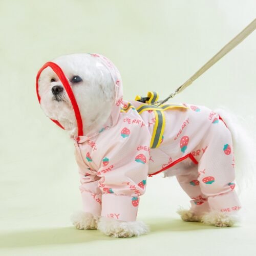 Hooded Dog Rain Coat with Legs for Wholesale Short