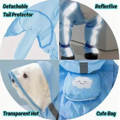 Hooded Dog Rain Coat with Legs for Wholesale Short