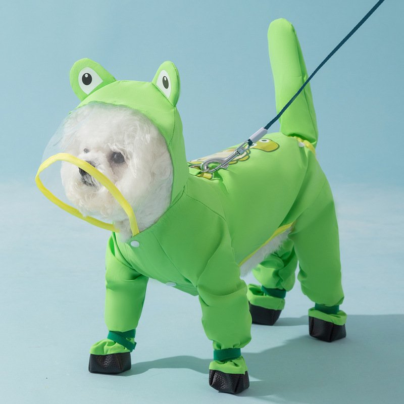 Hooded Dog Rain Coat with Legs for Wholesale Short