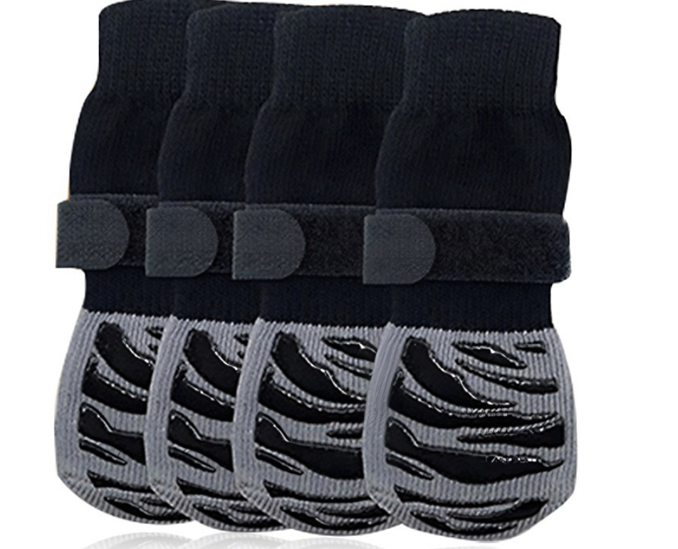 Non Slip Dog Socks with Zebra Pattern Grips for Wholesale