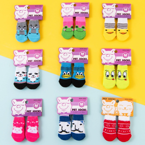 Non Slip Dog Socks with Zebra Pattern Grips for Wholesale