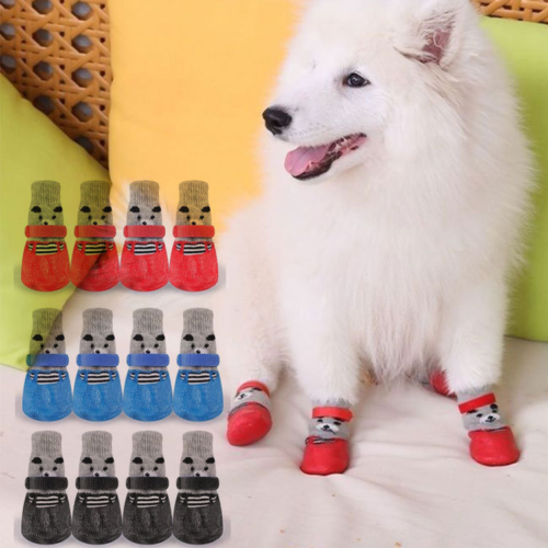 Non Slip Dog Socks with Zebra Pattern Grips for Wholesale