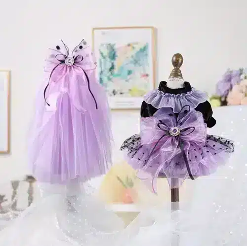 OEM Dog Wedding Dress Set – Purple Elf Puff Skirt with Veil, Wholesale for Small Dogs & Cats
