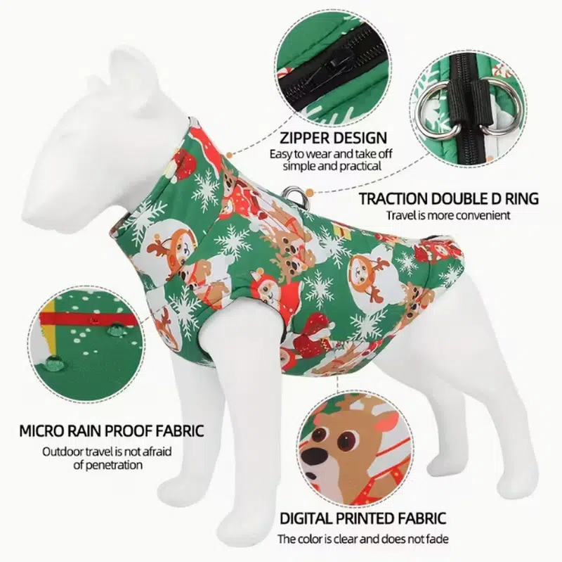 SUN PET Wholesale Christmas Dog Vest – Custom Holiday Zip Jacket with D-Ring - Image 7