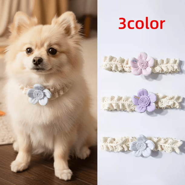 3pcs Blue Floral Polyester Dog Bow Ties – OEM & Custom Dog Bow Ties Wholesale