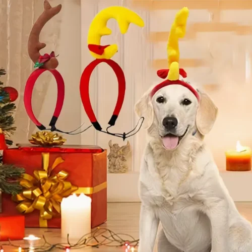 Wholesale 2PCS Yellow & Brown Reindeer Antlers Headband for Dogs - Christmas Pet Costumes