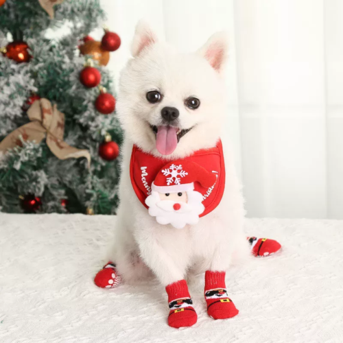 Wholesale Christmas Dog Socks in Polyester
