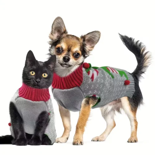 Wholesale Christmas Dog Sweaters – Red Green Elf Clown Design, OEM Pet Clothing Supplier for Small Medium Large Dogs