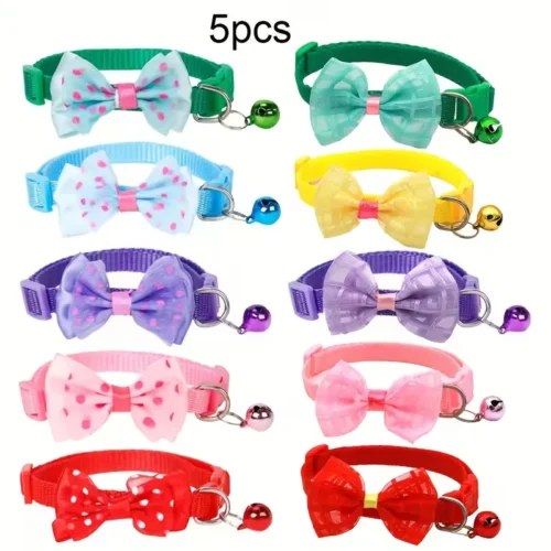 Wholesale Colorful Dog Bow Tie Collars 5 Pack – Polka Dot & Plaid, Custom Dog Bow Tie