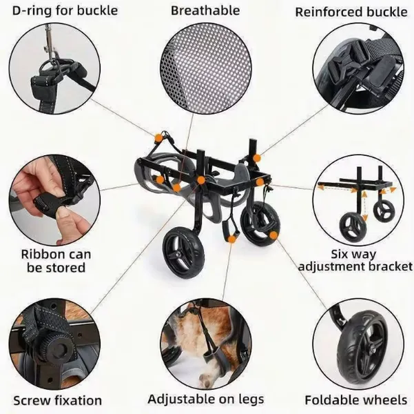 Wholesale Dog Wheelchair Adjustable Aluminum Pet Mobility Aid OEM/ODM - Image 5