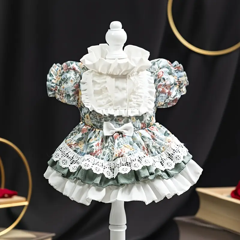 Wholesale Lace Princess Dog Dress for Small Dogs – Custom Polyester Party Skirt with Snap Closure - Image 3