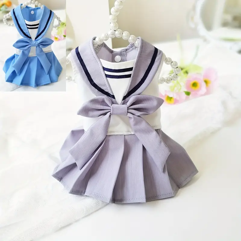 Wholesale Light Blue Sailor JK Princess Dog Dress – Custom & OEM for Small Pets, Spring Summer