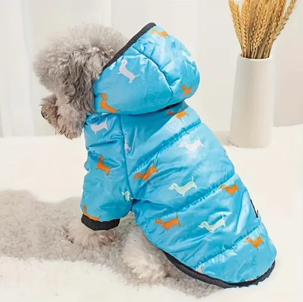 Wholesale OEM Thick Warm Dachshund Print Dog Jacket - Snap Closure Winter Coat