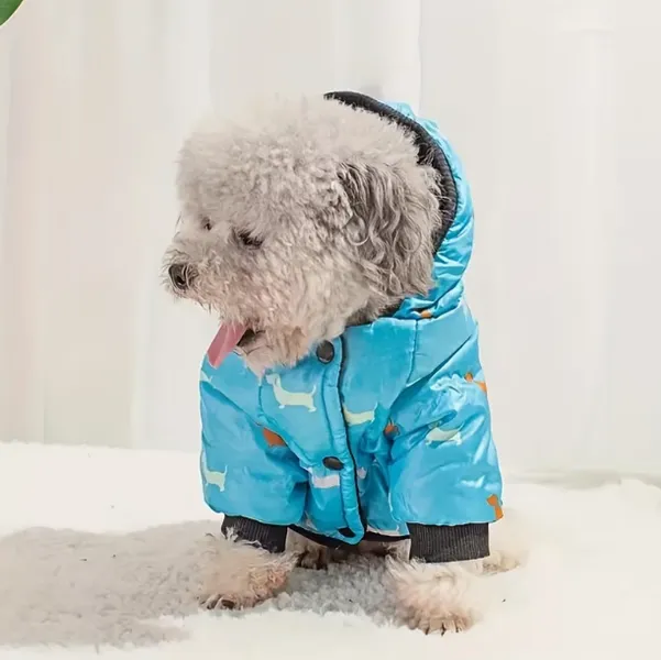 Wholesale OEM Thick Warm Dachshund Print Dog Jacket - Snap Closure Winter Coat - Image 5