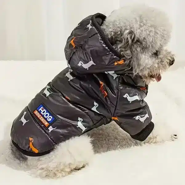 Wholesale OEM Thick Warm Dachshund Print Dog Jacket - Snap Closure Winter Coat - Image 4