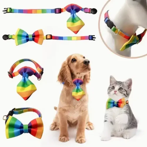 Wholesale Rainbow Dog Bow Tie Collar - OEM Custom Adjustable Nylon for Dogs & Cats
