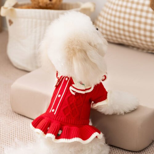 Blue-White Knitted Dog Sweater for Wholesale