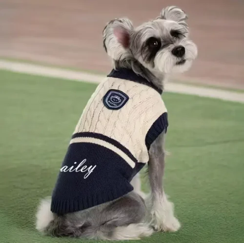 Blue-White Knitted Dog Sweater for Wholesale