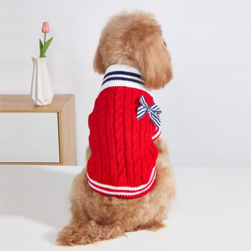 Blue-White Knitted Dog Sweater for Wholesale