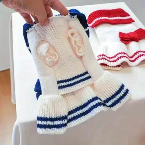 Blue-White Knitted Dog Sweater for Wholesale