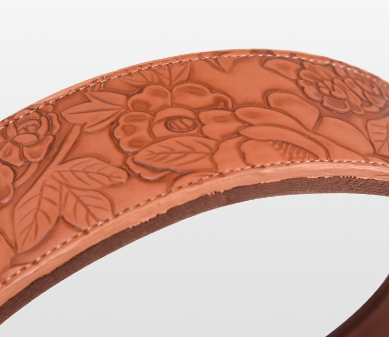 Custom Dog Collars with Embossed Floral Texture