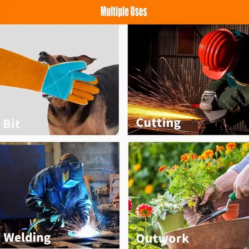 Custom Double Leather Palm Gloves for Veterinary Safety Use - Image 6