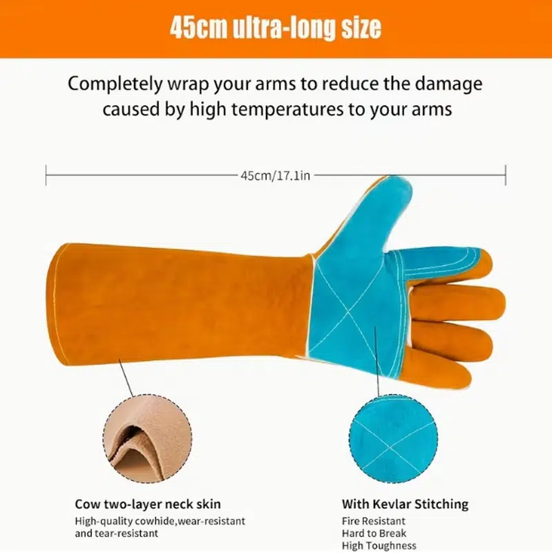 Custom Double Leather Palm Gloves for Veterinary Safety Use - Image 5