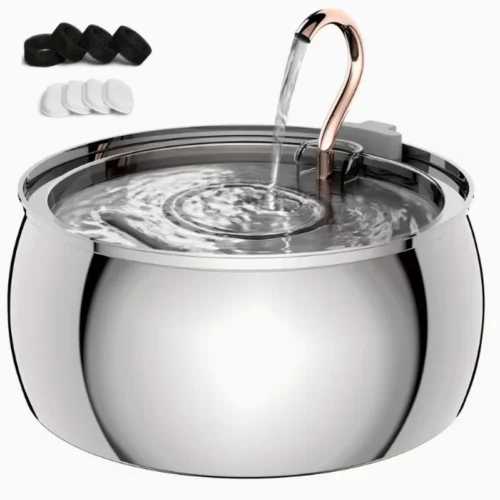 Custom Silent Stainless Steel Cat Drinking Fountain with Filter
