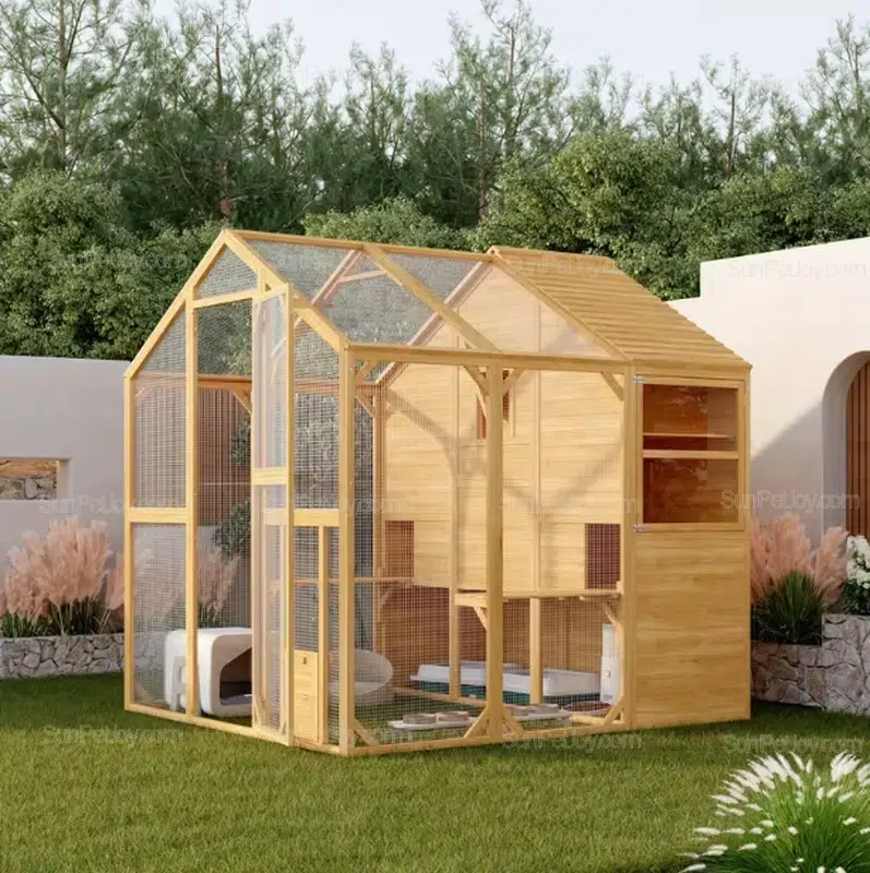 Custom Spacious Wood Cat House