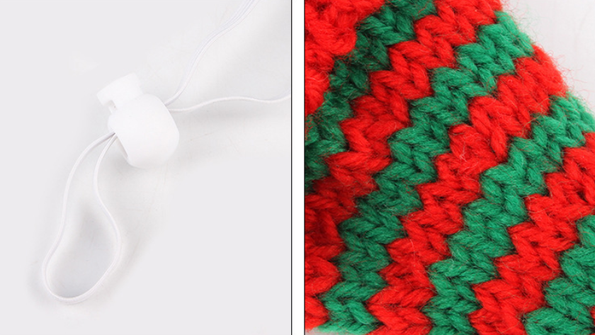 Knitted Striped Dog Wearing Santa Hat for Wholesale