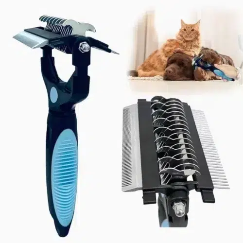 OEM 3-in-1 Deshedding Grooming Brush with Safe Rounded Steel Teeth