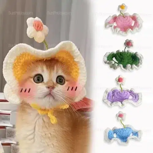OEM Adjustable Crochet Cat Flower Hat for Brand Collections
