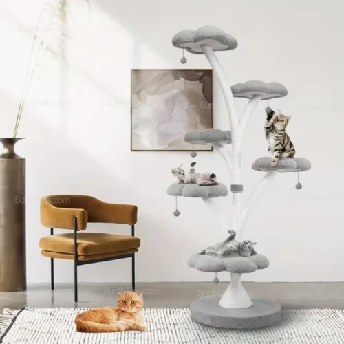 OEM Adjustable Tall Cat Tree with Modular Flower Perches