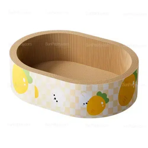 OEM Cardboard Cat Scratcher Bed, Heavy-Duty Oval Lounge Design