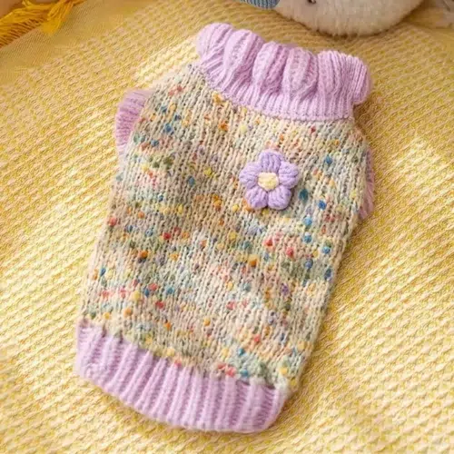 OEM Cozy Ruffle Knit Dog Sweater with Soft Stretch Fit for Bulk Buyers