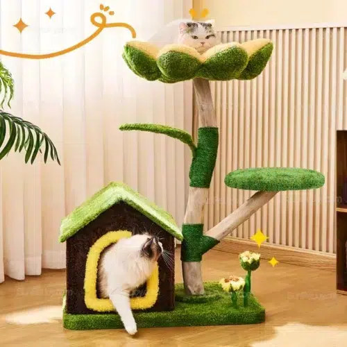 OEM Floor-Level Cat Tree with Sunflower Perch for Indoor Cats