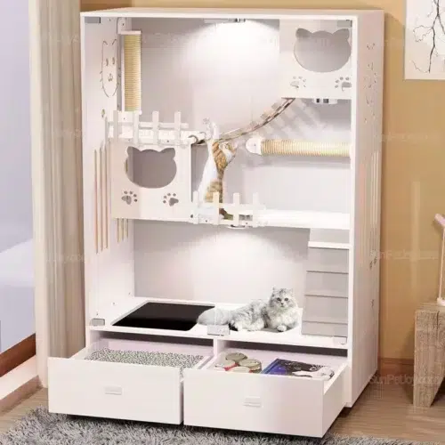 OEM Large Wooden Cat Enclosure with Drawers and Ventilation