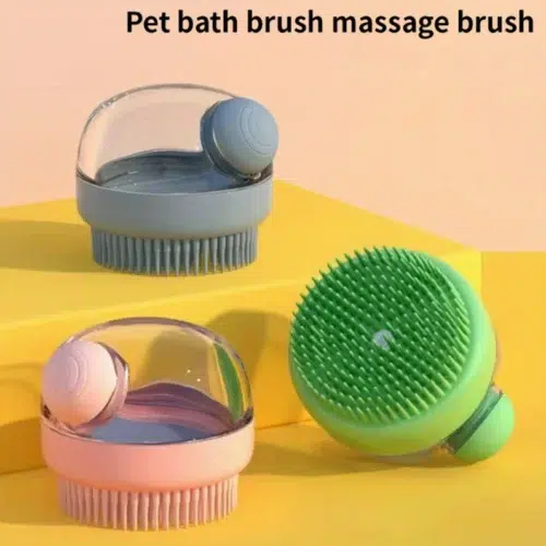 OEM Leak-Proof Shampoo Dispensing Dog Bath Brush with Soft Silicone Bristles