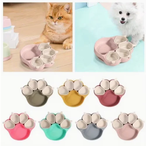 OEM Paw-Shaped Multi-Compartment Pet Feeding Bowl