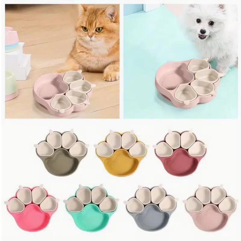OEM Paw-Shaped Multi-Compartment Pet Feeding Bowl