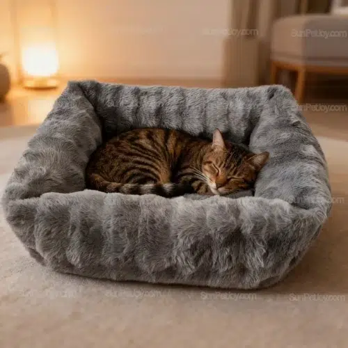 OEM Plush Bolstered Cat Bed with Extra-Deep Support Walls