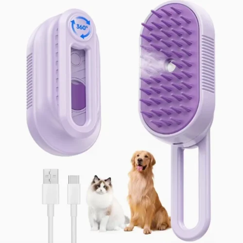 OEM Rechargeable Steam Pet Grooming Brush with Gentle Silicone Massage
