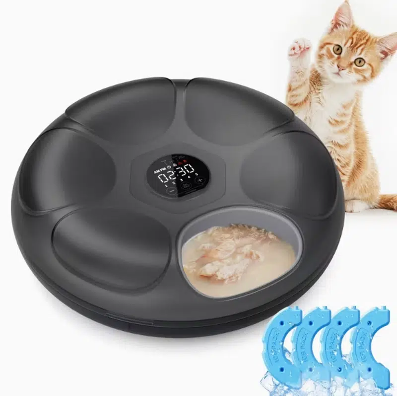 OEM Refrigerated Wet Food Cat Feeder with 6 Timed Compartments