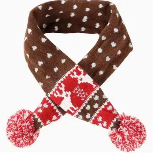 OEM Winter Pet Scarf with Soft Knit Texture and Pom Tips