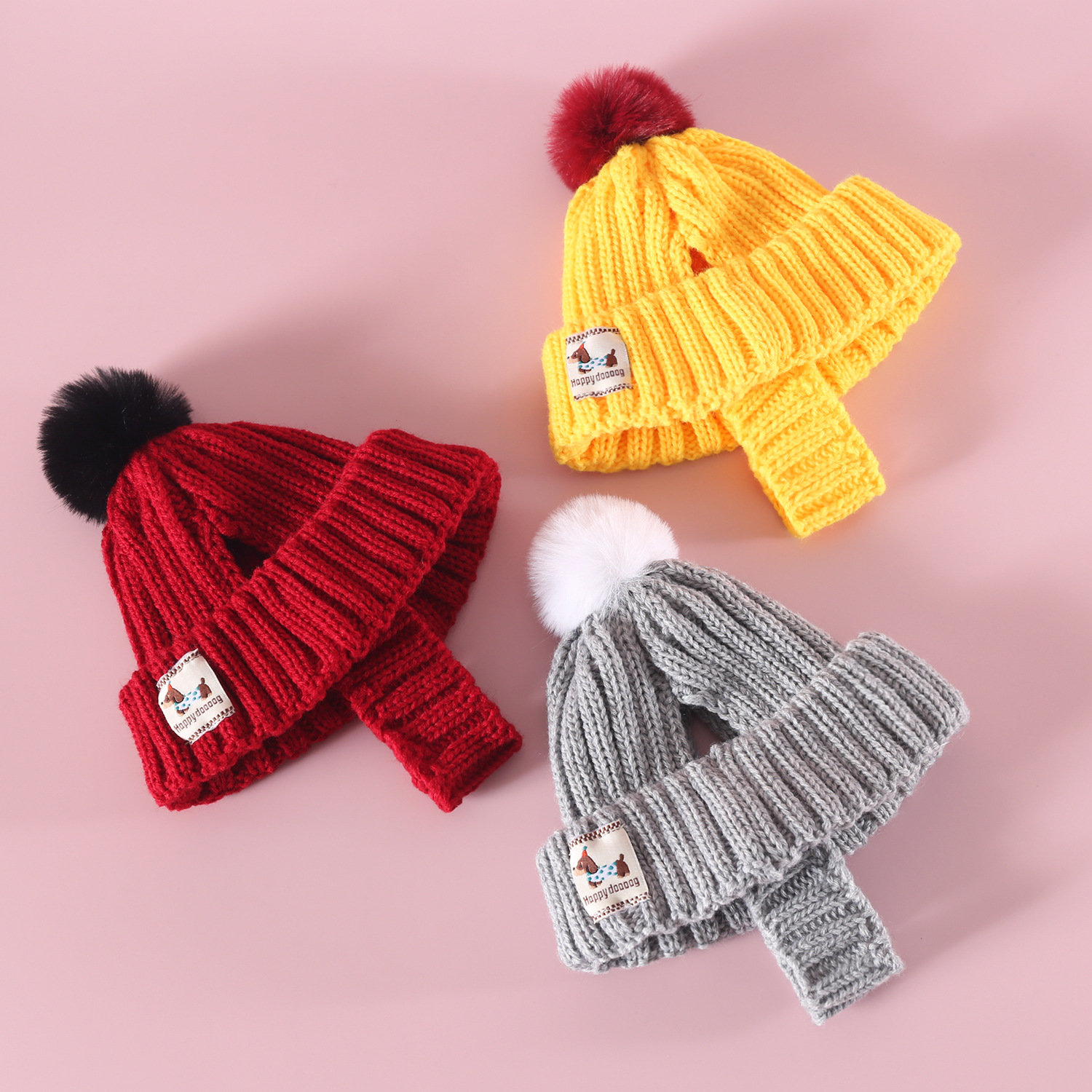 Ribbed Knit Dog Hat for Wholesale