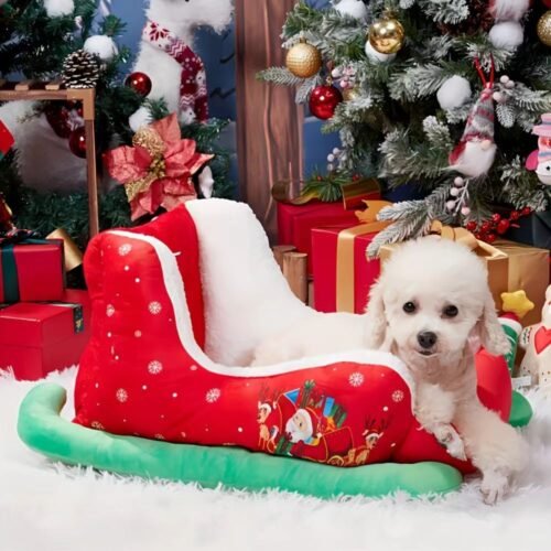 Sleigh-Shaped Christmas Dog Bed for Wholesale