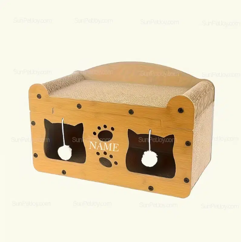 Wholesale Cardboard Cat Scratching House with Integrated Cat Bed